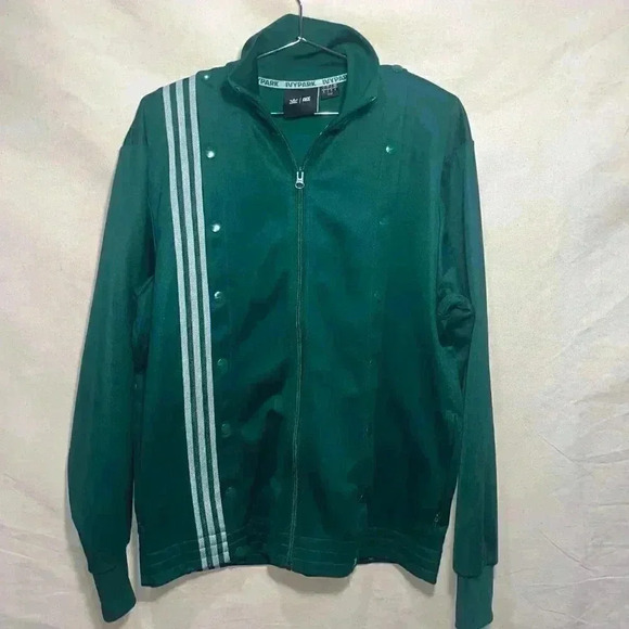 Ivy Park x adidas | 3 Stripe Gender Neutral Snap Track Jacket - Green / Sz S - Picture 6 of 10